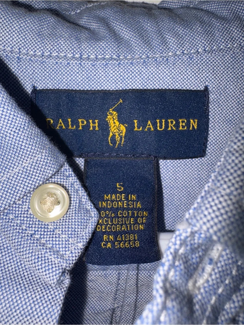 NWT boy's Ralph Lauren big pony oxford cloth shirt sz 5
